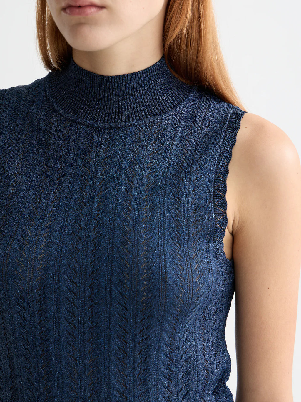 Scotch & Soda Navy Lurex Knitted Tank Top