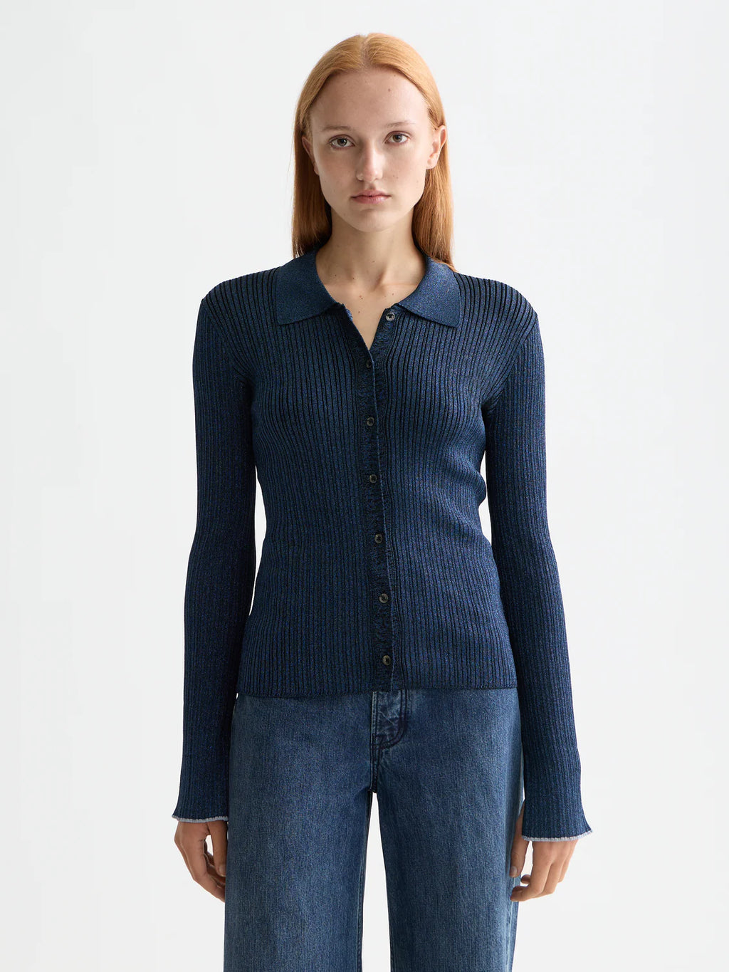 Scotch & Soda Navy Lurex Fitted Cardigan