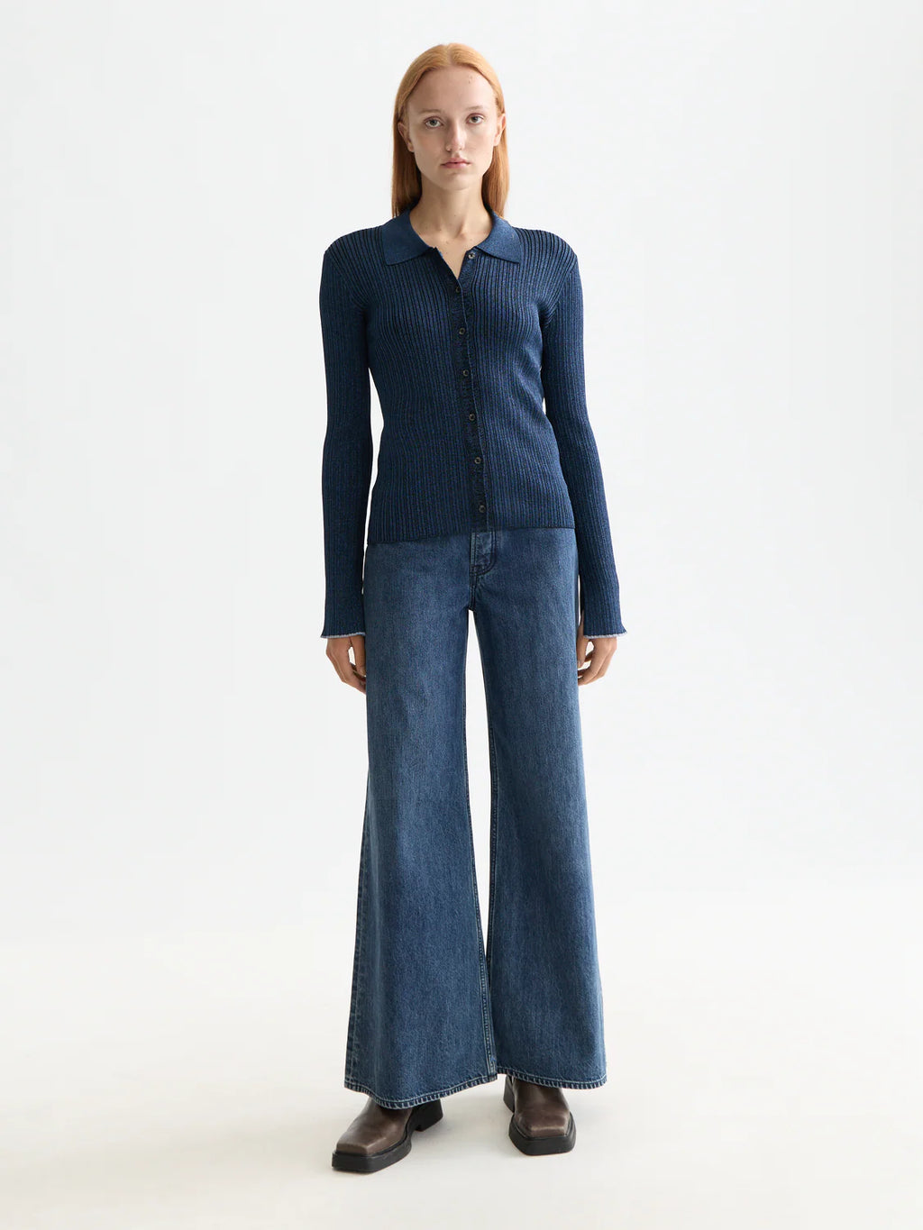 Scotch & Soda Navy Lurex Fitted Cardigan