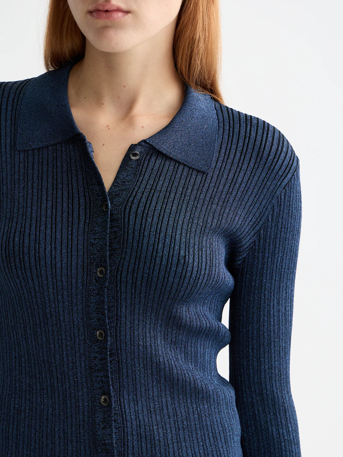 Scotch & Soda Navy Lurex Fitted Cardigan