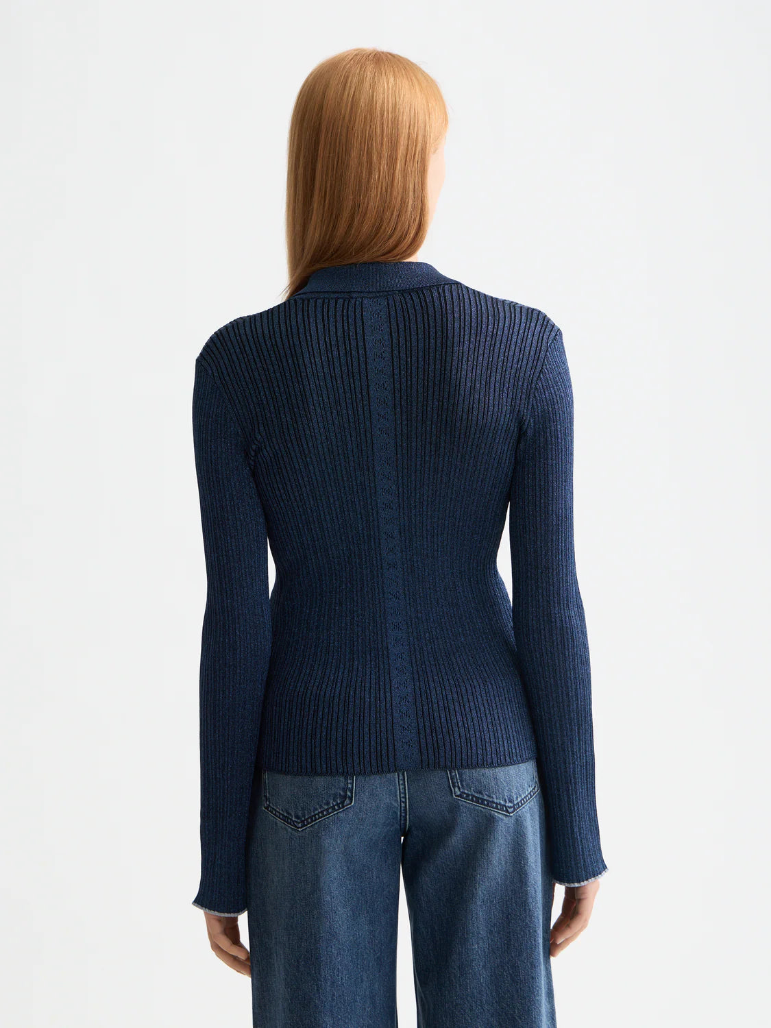 Scotch & Soda Navy Lurex Fitted Cardigan