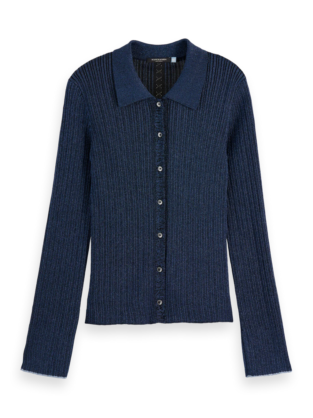 Scotch & Soda Navy Lurex Fitted Cardigan