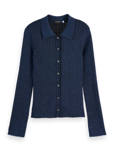 Scotch & Soda Navy Lurex Fitted Cardigan