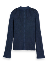Load image into Gallery viewer, Scotch &amp; Soda Navy Lurex Fitted Cardigan

