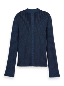 Scotch & Soda Navy Lurex Fitted Cardigan