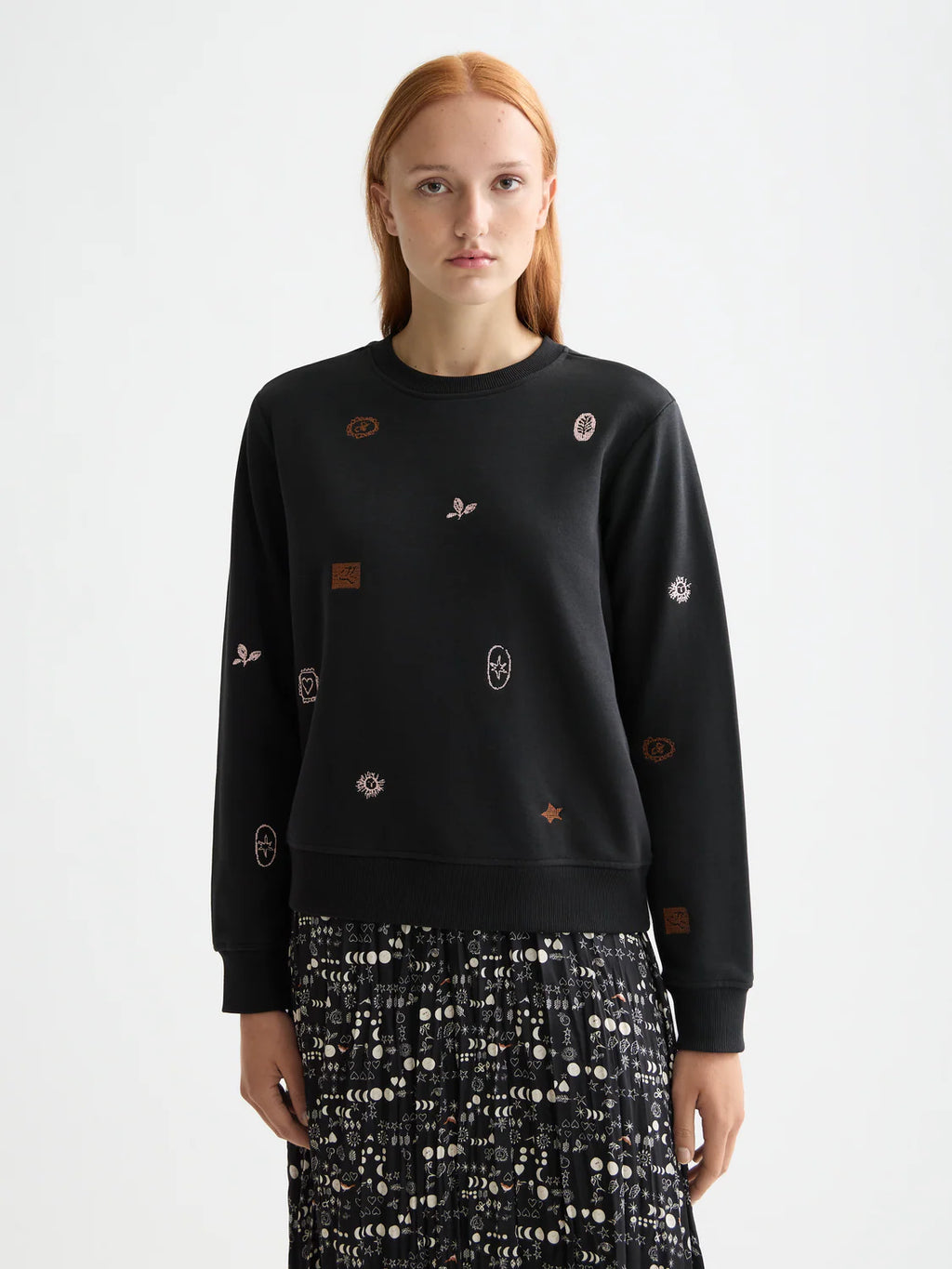 Scotch & Soda Black Sweatshirt with Embroidered Details