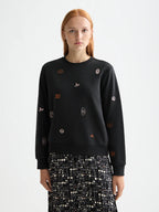 Scotch & Soda Black Sweatshirt with Embroidered Details
