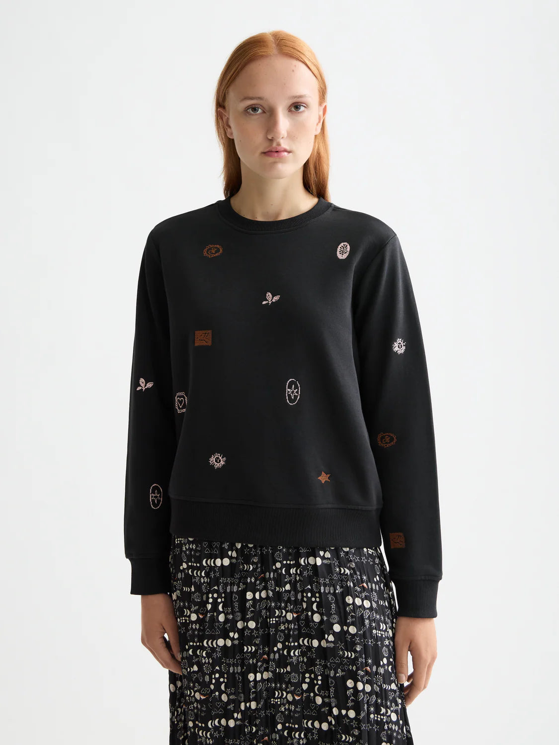 Scotch & Soda Black Sweatshirt with Embroidered Details