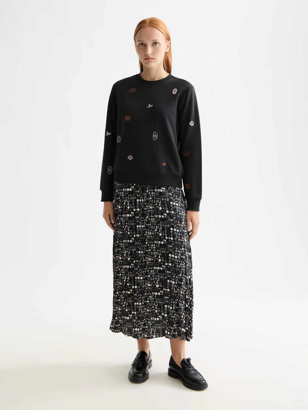 Scotch & Soda Black Sweatshirt with Embroidered Details