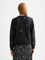 Scotch & Soda Black Sweatshirt with Embroidered Details