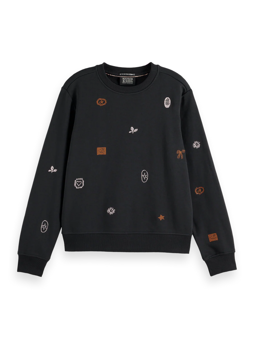 Scotch & Soda Black Sweatshirt with Embroidered Details