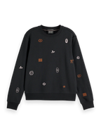 Scotch & Soda Black Sweatshirt with Embroidered Details