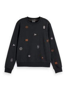 Scotch & Soda Black Sweatshirt with Embroidered Details