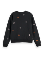 Scotch & Soda Black Sweatshirt with Embroidered Details