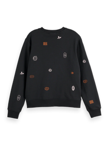 Scotch & Soda Black Sweatshirt with Embroidered Details