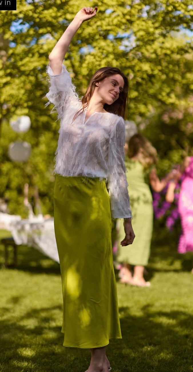 RDF White Organza Blouse With Fringing