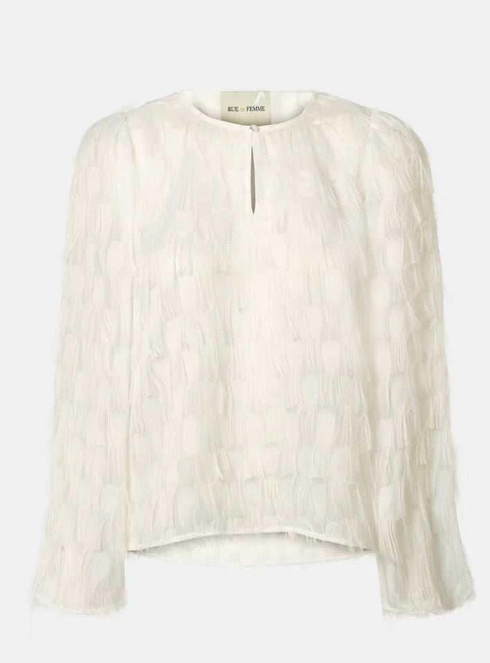 RDF White Organza Blouse With Fringing