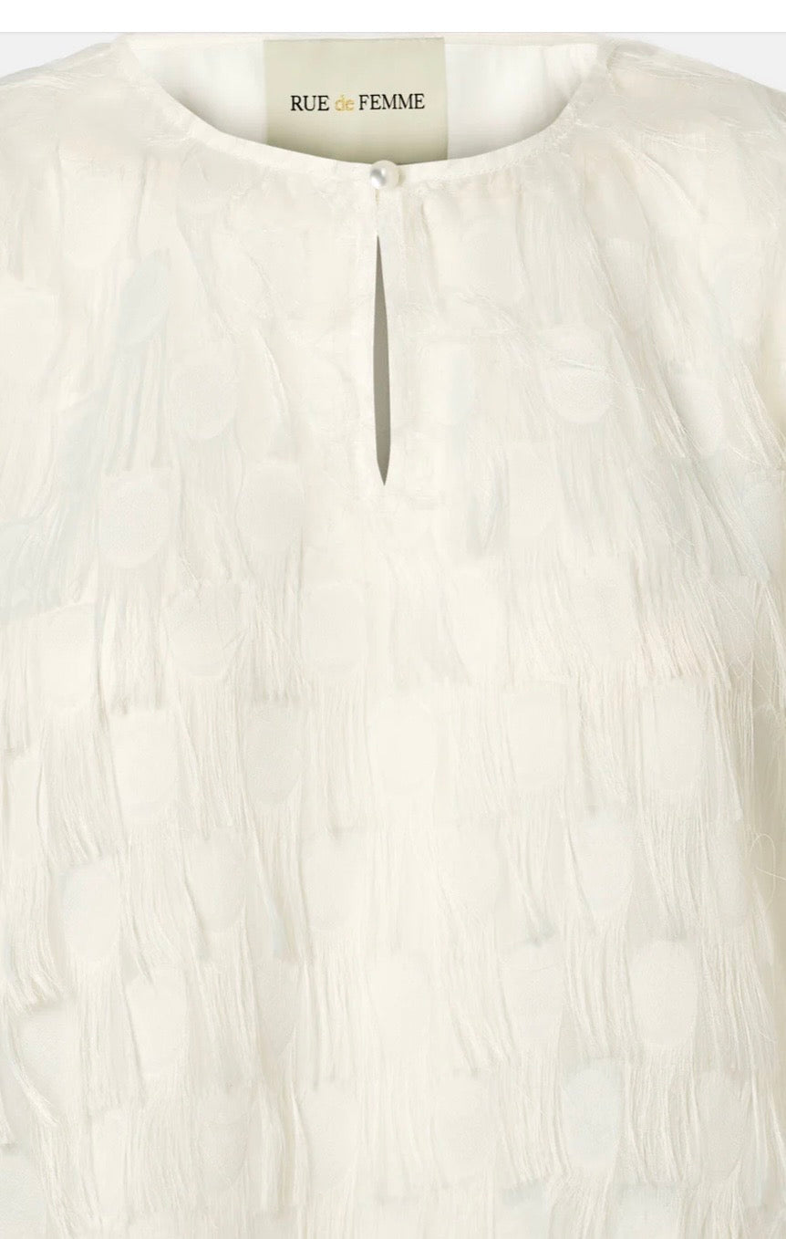 RDF White Organza Blouse With Fringing