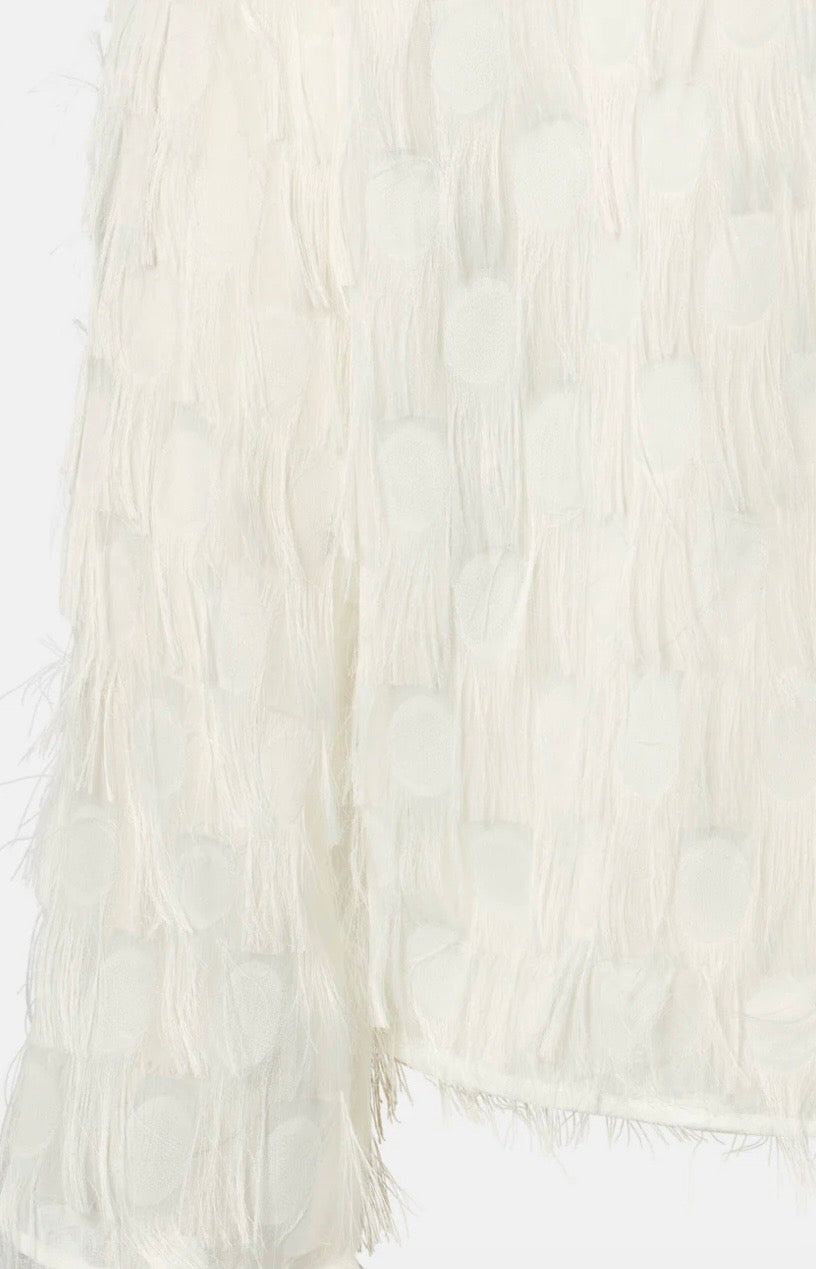 RDF White Organza Blouse With Fringing