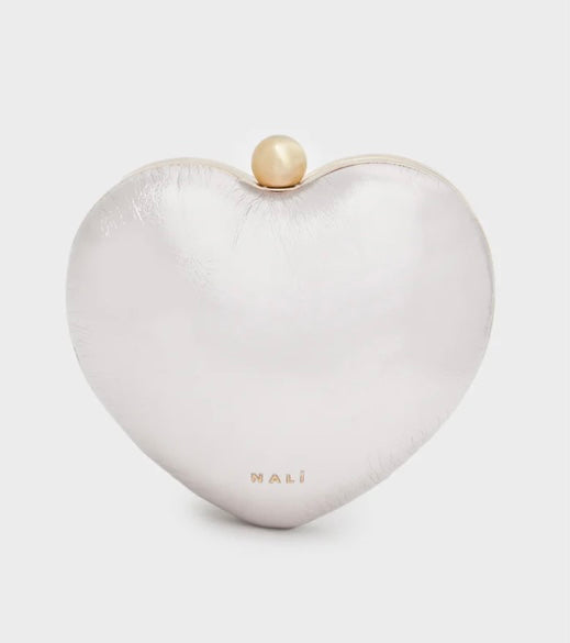 Nali Silver Heart Shape Clutch Bag