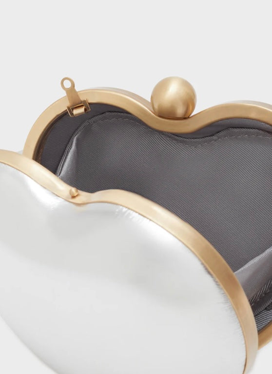 Nali Silver Heart Shape Clutch Bag