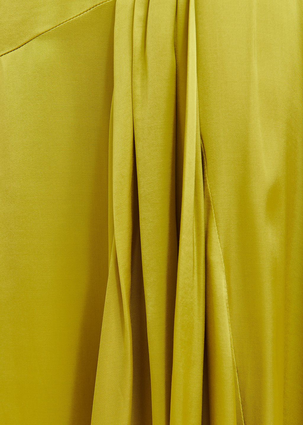 Essentiel Antwerp Lime Green Satin Midi Skirt with Draping