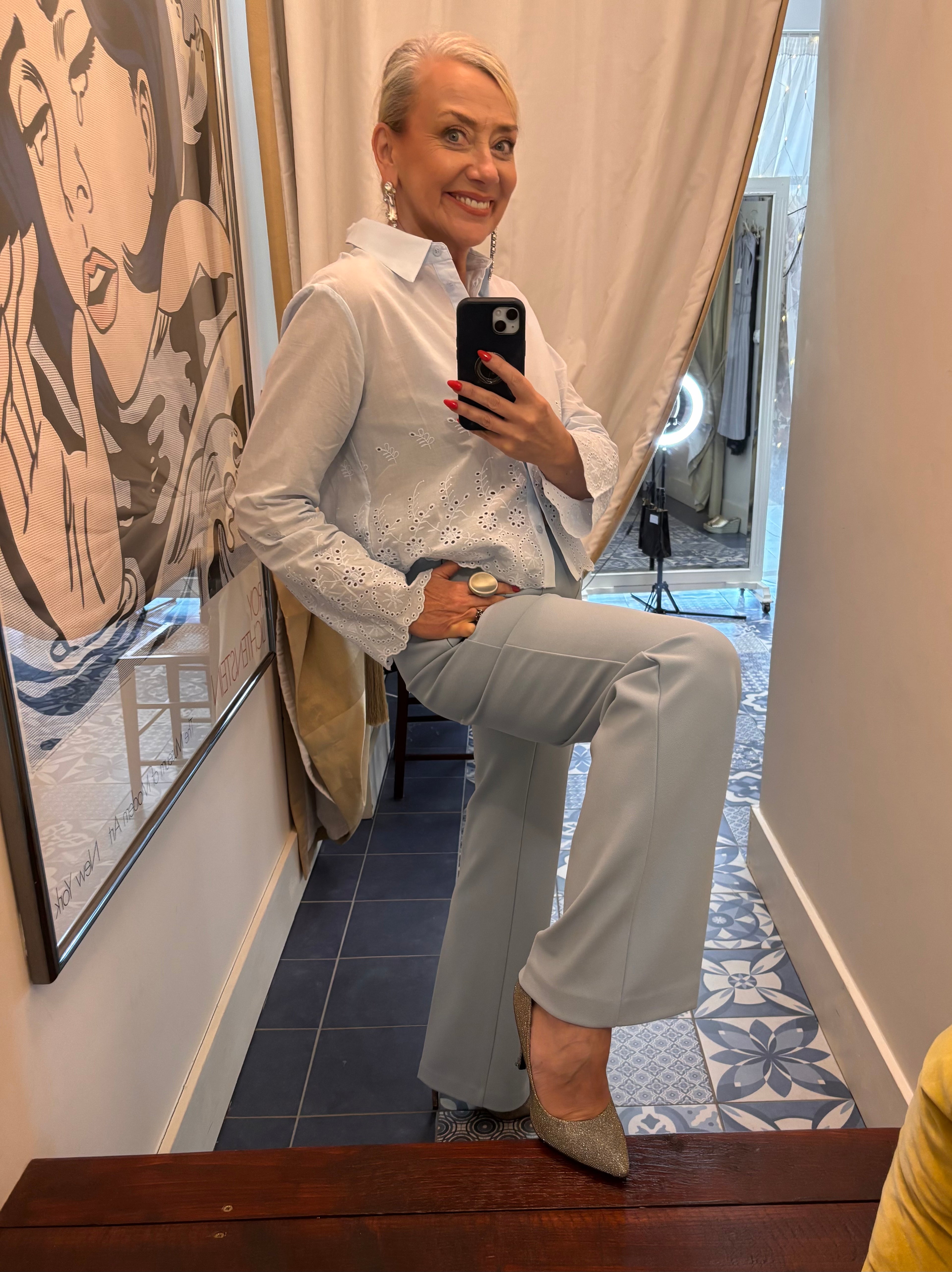 RDF Sky Blue Broderie Anglaise Shirt