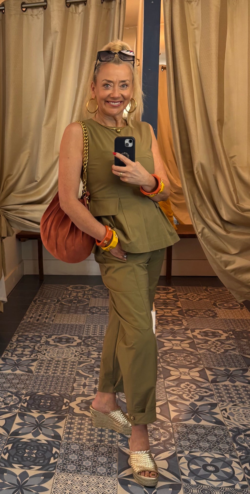 Beatrice B Khaki Cotton Combat Trousers