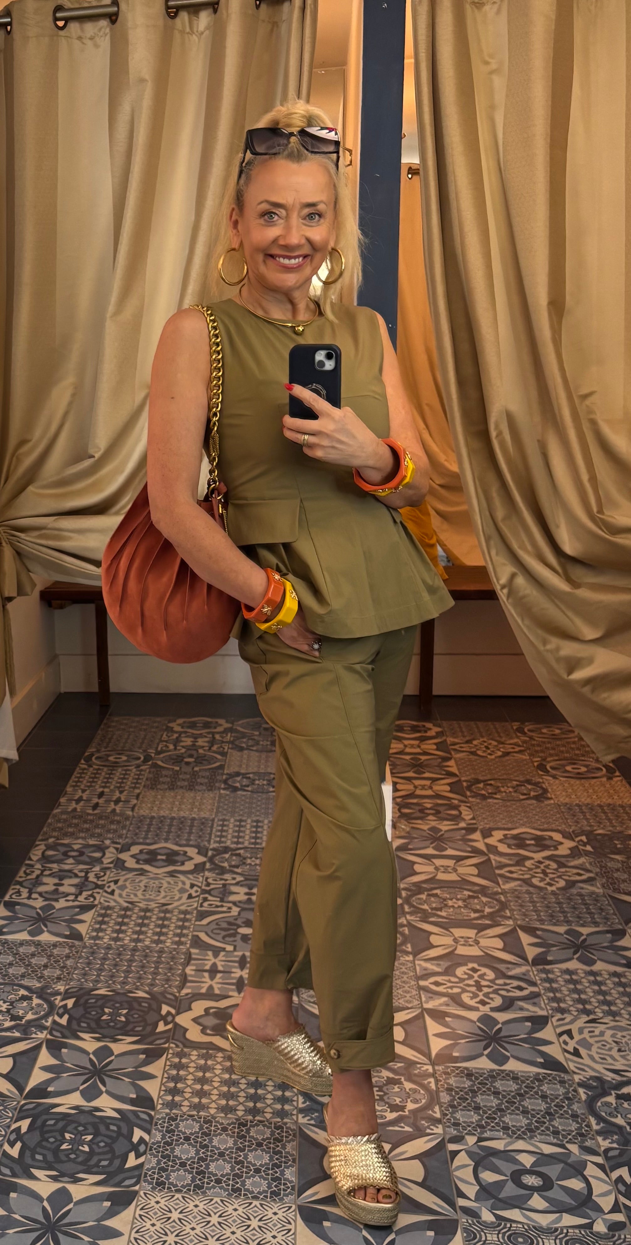 Beatrice B Khaki Cotton Combat Trousers