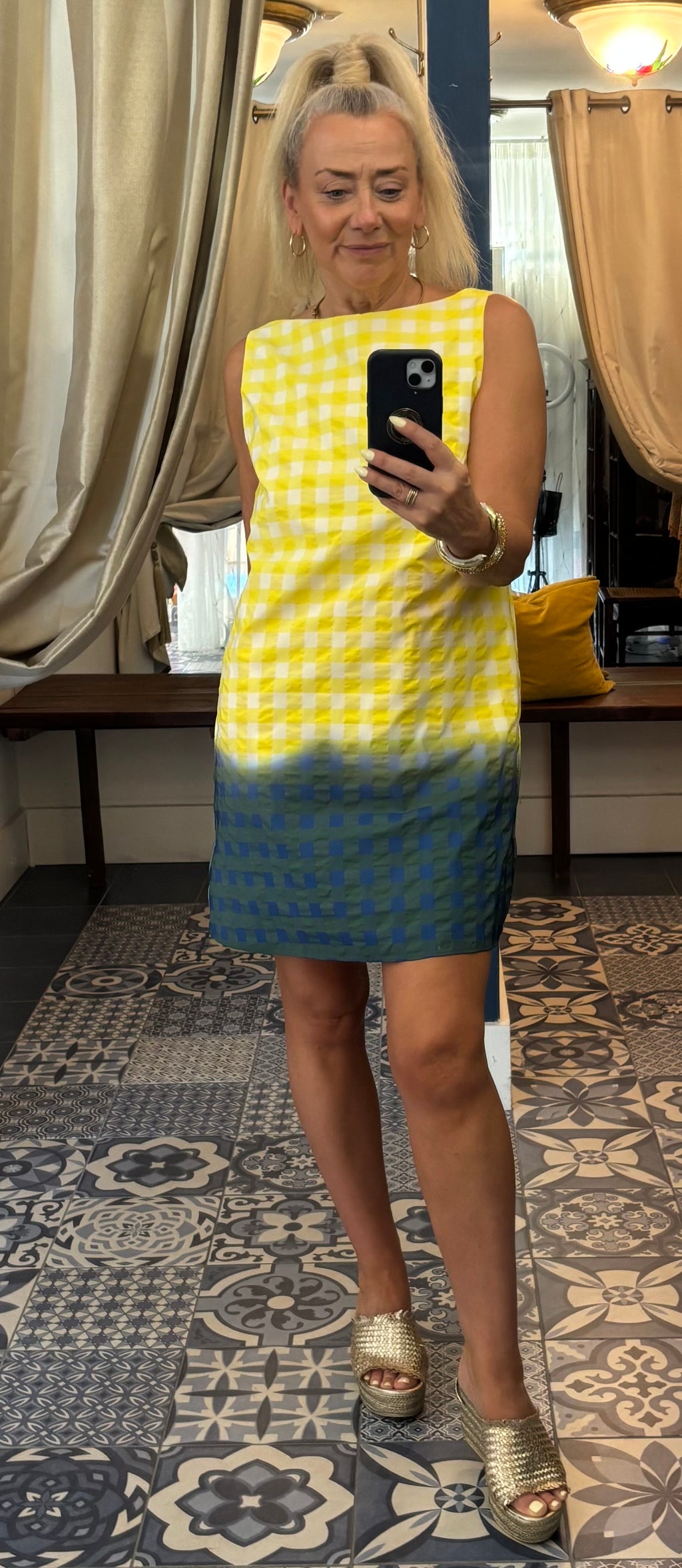 Dr. Bloom Neon Yellow Seersucker Mini Dress