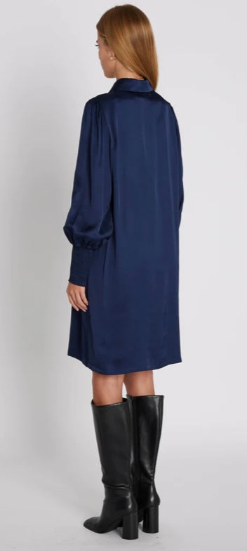 RDF Midnight Blue Shift Dress with Crystal Buttons