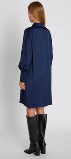 RDF Midnight Blue Shift Dress with Crystal Buttons
