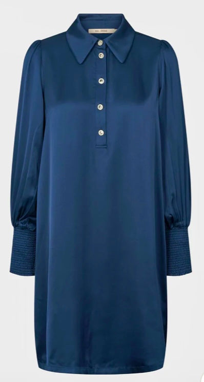 RDF Midnight Blue Shift Dress with Crystal Buttons