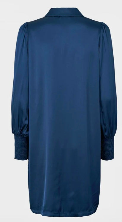 RDF Midnight Blue Shift Dress with Crystal Buttons