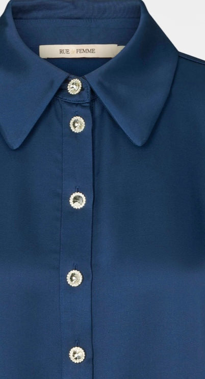 RDF Midnight Blue Shift Dress with Crystal Buttons