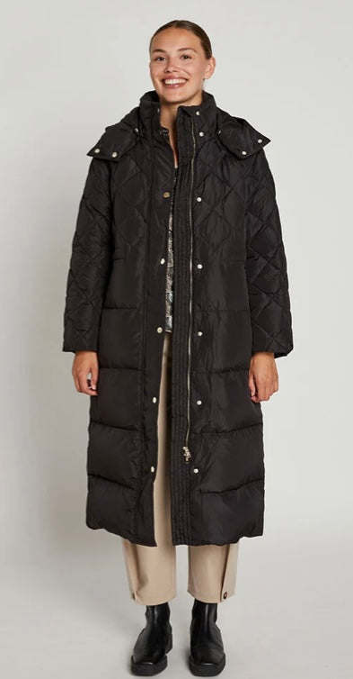 PBO Chocolate Brown Duck Down Quilted Coat