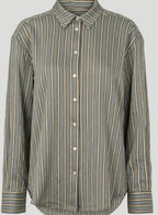 PBO Blue , Khaki & Oatmeal Stripe Linen Mix Shirt