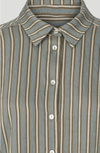 PBO Blue , Khaki & Oatmeal Stripe Linen Mix Shirt