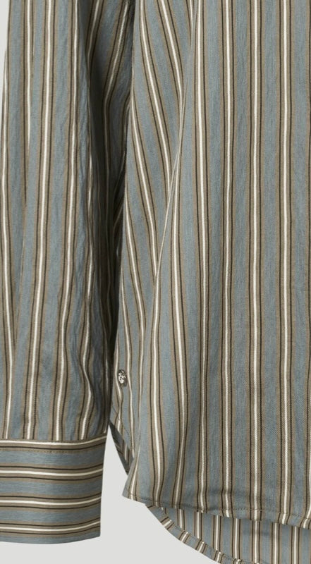 PBO Blue , Khaki & Oatmeal Stripe Linen Mix Shirt