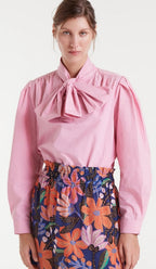Compañia Fantástica Pink Cotton Pussybow Shirt