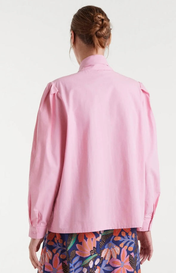 Compañia Fantástica Pink Cotton Pussybow Shirt