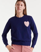 Compañia Fantástica Navy Fine Knit Jumper with Pink Heart