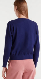 Compañia Fantástica Navy Fine Knit Jumper with Pink Heart