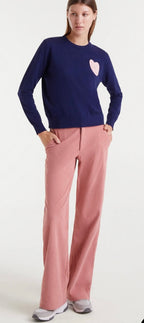 Compañia Fantástica Navy Fine Knit Jumper with Pink Heart