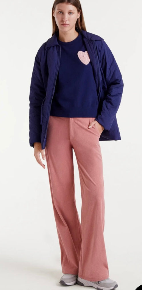 Compañia Fantástica Navy Fine Knit Jumper with Pink Heart