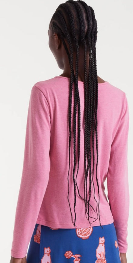 Compañia Fantástica Pink Long Sleeve V-Neck Top
