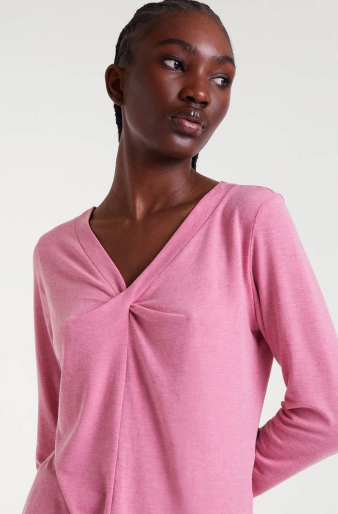 Compañia Fantástica Pink Long Sleeve V-Neck Top