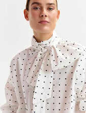 Load image into Gallery viewer, Essentiel Antwerp White with Black Polka Dot Cotton Pussybow Shirt
