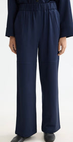 Scotch & Soda Navy Satin Wide Leg Trousers