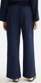 Scotch & Soda Navy Satin Wide Leg Trousers